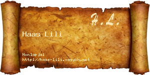 Haas Lili névjegykártya